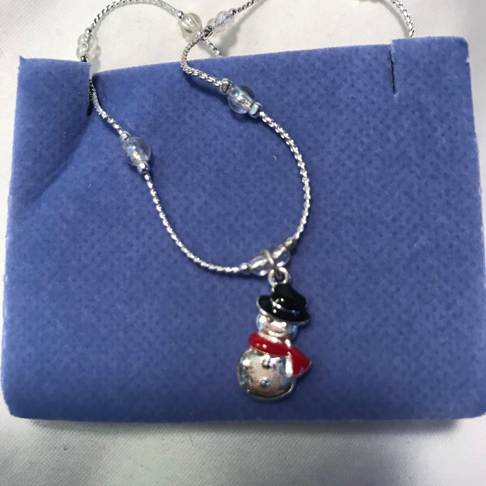 Vintage Avon Holiday Charm Anklet - Snowman
